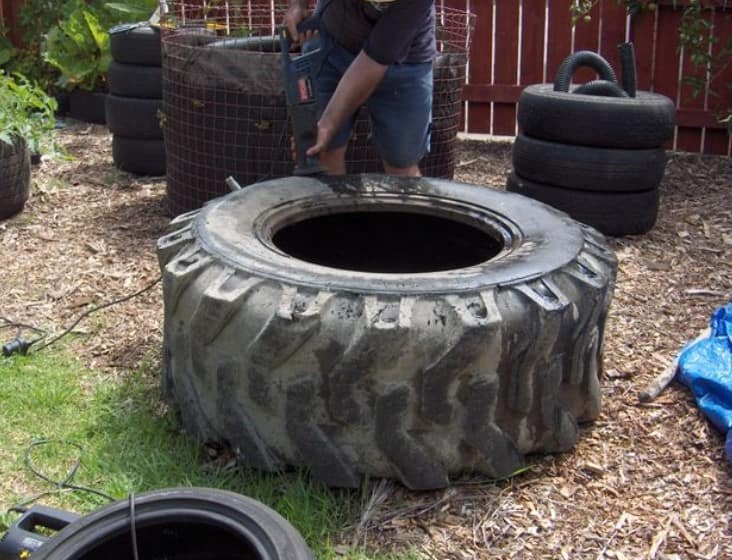 build a Fish Pond from Tractor Tires