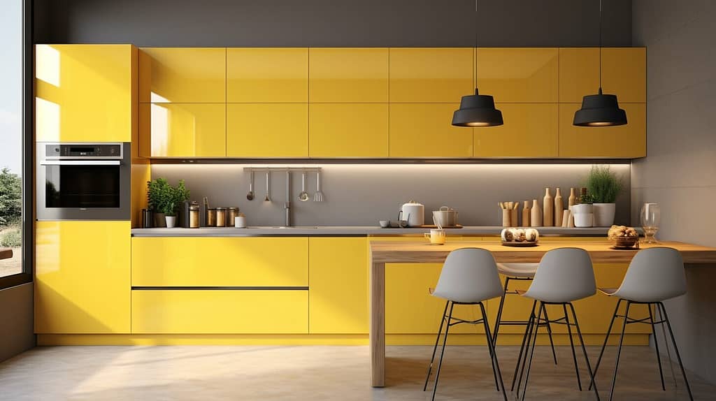 Yellow Kitchen Walls and Cabinets