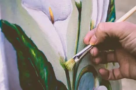 painting Flowers on a Canvas